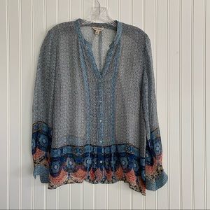 Lucky Brand sheer printed blouse SIZE SMALL